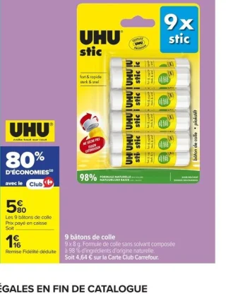 Bâtons de colle UHU stic (9x8g)