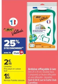Ardoise effaçable à sec BIC Velleda