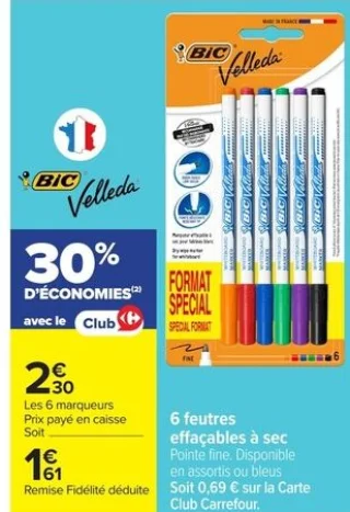 6 feutres effaçables à sec BIC Velleda