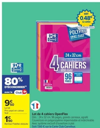 Lot de 4 cahiers OpenFlex Oxford