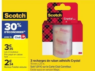 3 recharges de ruban adhésifs Crystal Scotch