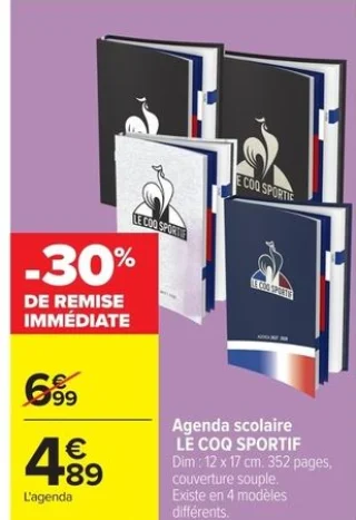 Agenda scolaire LE COQ SPORTIF