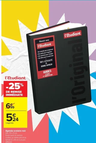 Agenda scolaire noir l'Etudiant