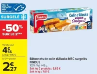 Bâtonnets de colin d'Alaska MSC surgelés FINDUS