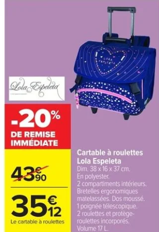 Cartable à roulettes Lola Espeleta