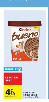 Glace au lait KINDER BUENO Saveur Noisette