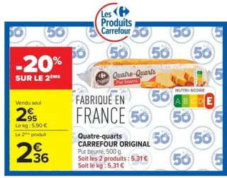 Quatre-quarts CARREFOUR ORIGINAL Pur beurre