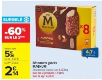 Bâtonnets glacés MAGNUM Amande ou Classic