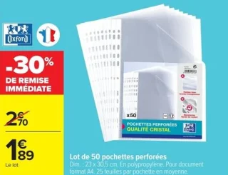 Lot de 50 pochettes perforées Oxford