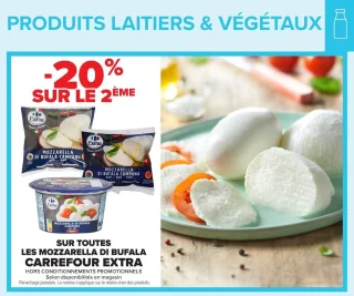 Sur toutes les mozzarella di bufala Carrefour Extra