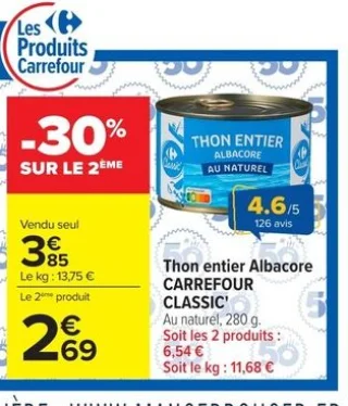 Thon entier Albacore Carrefour Classic