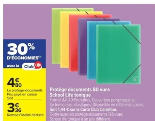 Protège documents 80 vues School Life tonique Oxford