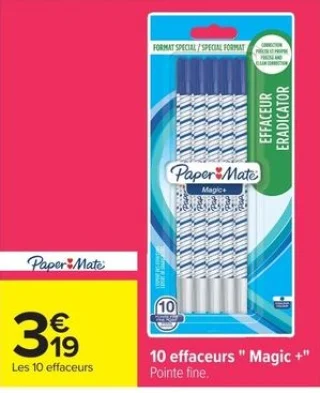 10 effaceurs Magic + Paper Mate