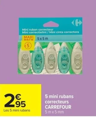 5 mini rubans correcteurs Carrefour