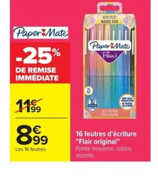 16 feutres d'écriture "Flair original" Paper Mate