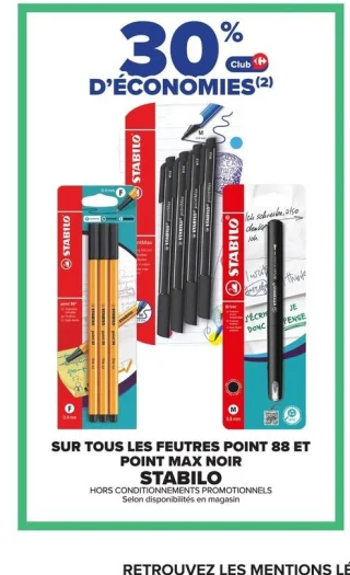 Stabilo Feutres Point 88 et Point Max Noir