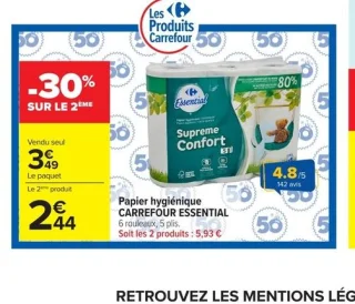 Papier hygiénique Carrefour Essential Supreme Confort