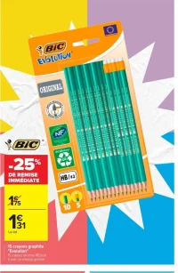 15 crayons graphite "Evolution" Bic