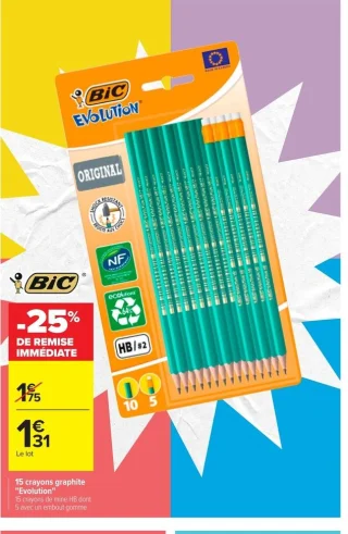 15 crayons graphite "Evolution" Bic