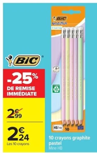 10 crayons graphite pastel Bic