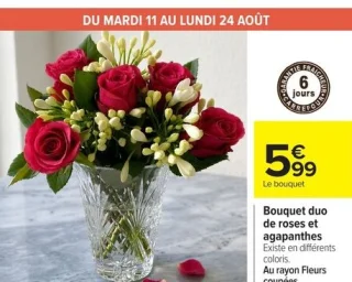 Bouquet duo de roses et agapanthes