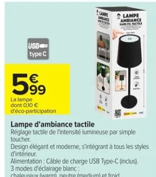 Lampe d'ambiance tactile
