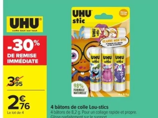 UHU stic Lou-stics - 4 bâtons de colle