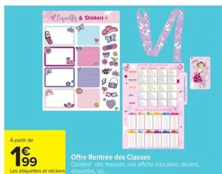 Offre Rentrée des Classes - Étiquettes et stickers, affiche éducative