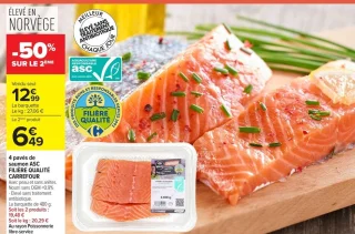 4 pavés de saumon ASC FILIÈRE QUALITÉ CARREFOUR