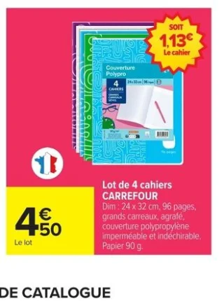 Lot de 4 cahiers Carrefour