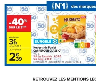 Nuggets de Poulet CARREFOUR CLASSIC'