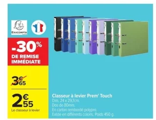 Classeur à levier Prem' Touch Exacompta