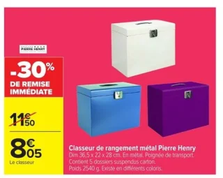 Classeur de rangement métal Pierre Henry