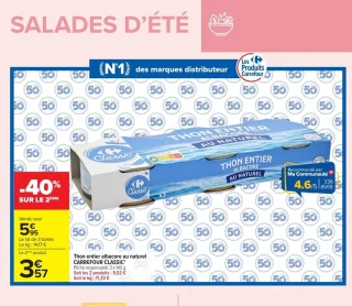 Thon entier albacore au naturel CARREFOUR CLASSIC'