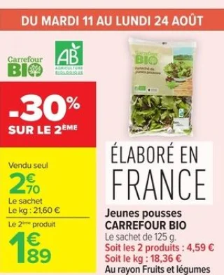 Jeunes pousses CARREFOUR BIO