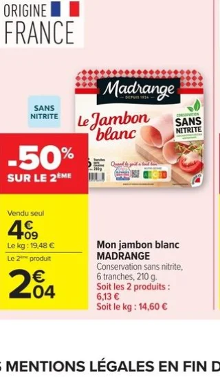 Mon jambon blanc MADRANGE