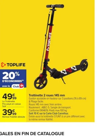 Trottinette 2 roues 145 mm TOPLIFE