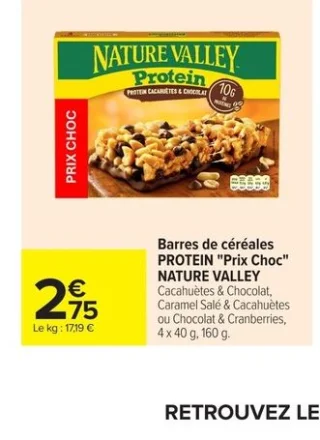 Barres de céréales PROTEIN "Prix Choc" NATURE VALLEY