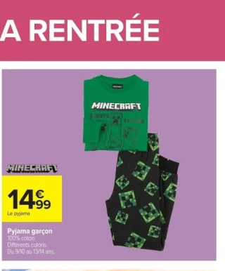 Pyjama garçon Minecraft