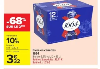 Bière en canettes 1664