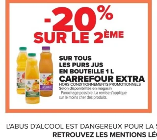 Les purs jus en bouteille 1 L CARREFOUR EXTRA