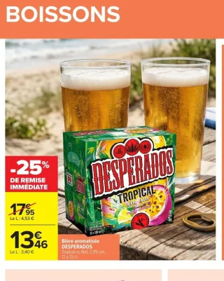 Bière aromatisée DESPERADOS Tropical ou Red