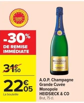 A.O.P. Champagne Grande Cuvée Monopole HEIDSIECK & CO Brut