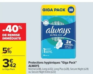 Protections hygiéniques "Giga Pack" ALWAYS