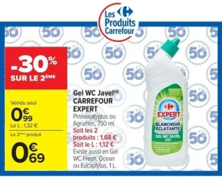Gel WC Javel CARREFOUR EXPERT Pin/eucalyptus ou Agrumes