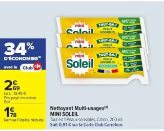 Nettoyant Multi-usages MINI SOLEIL Tout en 1 Peaux sensibles, Citron
