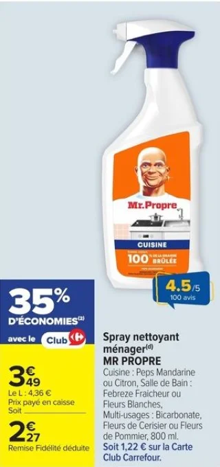 Spray nettoyant ménager MR PROPRE Cuisine, Salle de Bain ou Multi-usages
