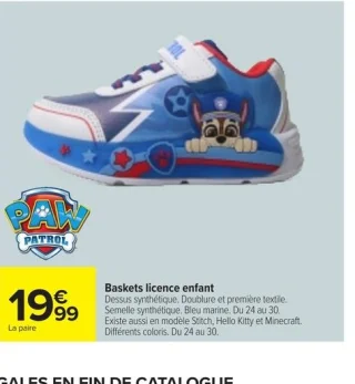 Baskets licence enfant Paw Patrol