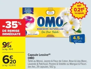 Capsule Lessive OMO Tahiti au Monoï, Jasmin & Fleur de Coton