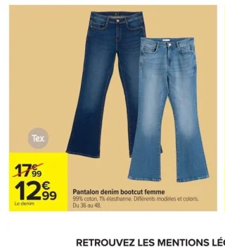 Pantalon denim bootcut femme Tex